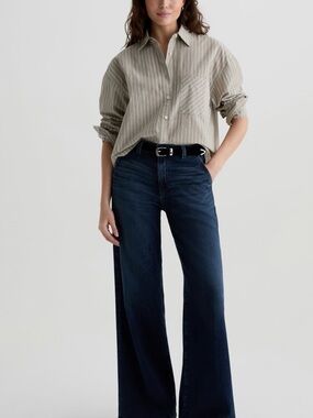 Ag Adriano Goldschmied Wide-Leg Stella cinched palazzo Jean size 28